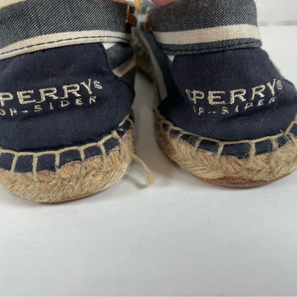 Sperry Top Sider Katama Espadrille Slip On Navy White Stripe Womens Size 9